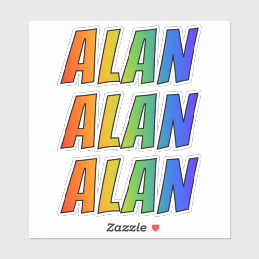 ファーストネーム「ALAN」、おもしろいレインボーカラー付き シール (シート)