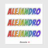 ファーストネーム「ALEJANDRO」(レインボーカラー付き/おもしろい) シール (シート)