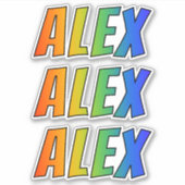 ファーストネーム「ALEX」(レインボーカラー付き/おもしろい) シール (正面)