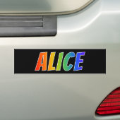 ファーストネーム「ALICE」:おもしろいレインボーカラー バンパーステッカー (車上)