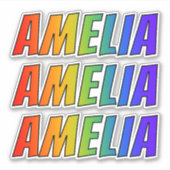 ファーストネーム「AMELIA」、おもしろいレインボーカラーリング シール (正面)