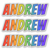 ファーストネーム「ANDREW」(レインボーカラー付き/おもしろい) シール (正面)