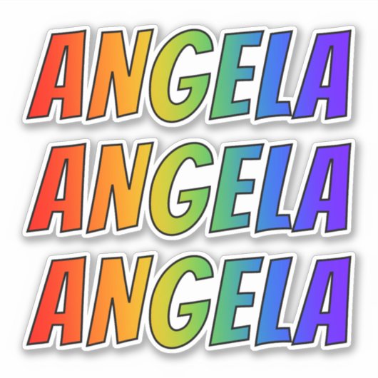 ファーストネーム「ANGELA」、おもしろいレインボーカラーリング シール (正面)