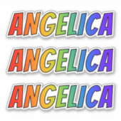 ファーストネーム「ANGELICA」、おもしろいレインボーカラーリング シール (正面)