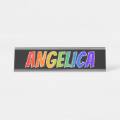 ファーストネーム「ANGELICA」:おもしろいレインボーカラーリング デスクネームプレート (正面)