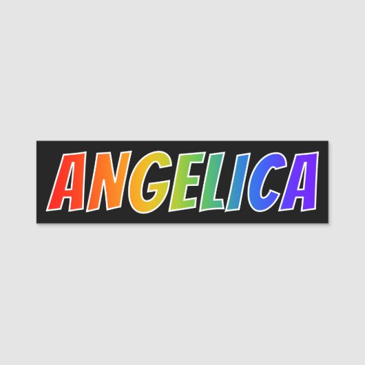 ファーストネーム「ANGELICA」:おもしろいレインボーカラーリング 名札 (正面)