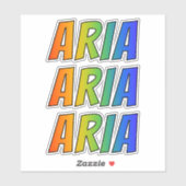 ファーストネーム「ARIA」、おもしろいレインボーカラーリング シール (シート)