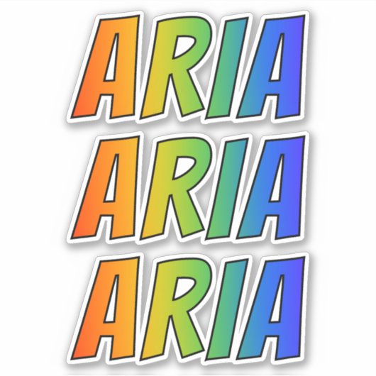 ファーストネーム「ARIA」、おもしろいレインボーカラーリング シール (正面)