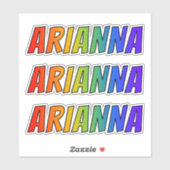 ファーストネーム「ARIANNA」(楽しいレインボーカラーリング付き) シール (シート)