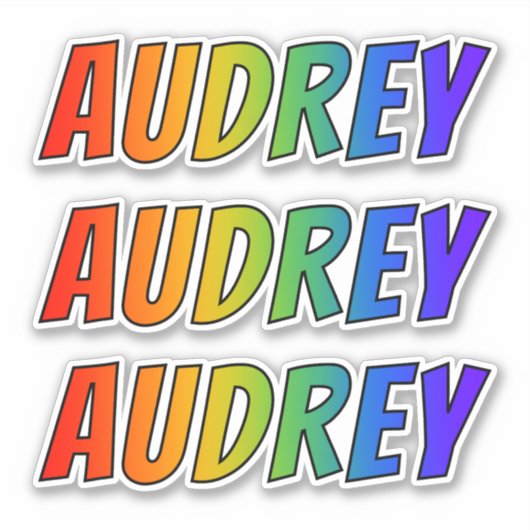 ファーストネーム「AUDREY」、おもしろいレインボーカラーリング シール (正面)