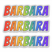 ファーストネーム「BARBARA」(おもしろいレインボーカラー付き) シール (正面)