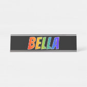 ファーストネーム「BELLA」:おもしろいレインボーカラーリング デスクネームプレート (正面)