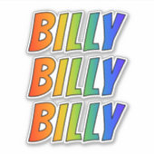 ファーストネーム「BILLY」、おもしろい・レインボー・カラーリング シール (正面)