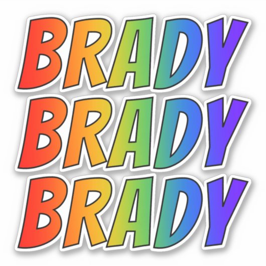 ファーストネーム「BRADY」、おもしろい・レインボー・カラーリング シール (正面)