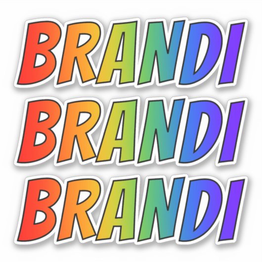 ファーストネーム「BRANDI」、おもしろいレインボーカラーリング シール (正面)