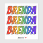 ファーストネーム「BRENDA」、おもしろいレインボーカラー付き シール (シート)