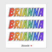 ファーストネーム「BRIANNA」(レインボーカラー付きおもしろい) シール (シート)