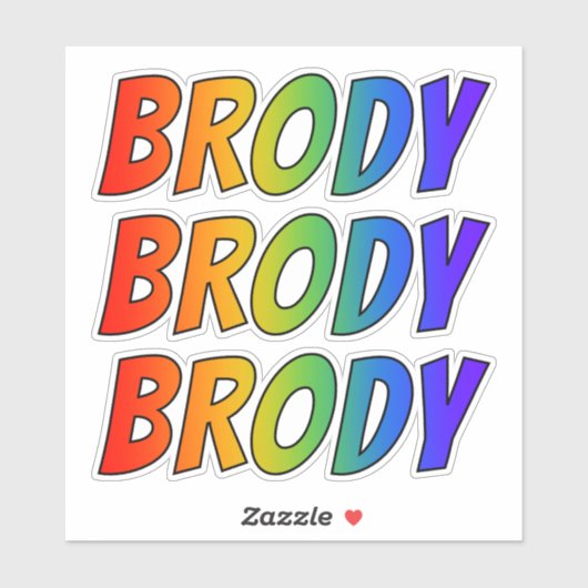 ファーストネーム「BRODY」(レインボーカラー付きおもしろい) シール (シート)