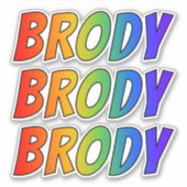 ファーストネーム「BRODY」(レインボーカラー付きおもしろい) シール (正面)