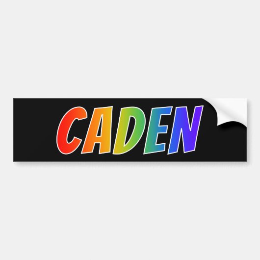ファーストネーム「CADEN」:おもしろいレインボーカラーリング バンパーステッカー (正面)