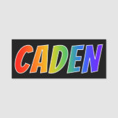 ファーストネーム「CADEN」:おもしろいレインボーカラーリング 名札 (正面)