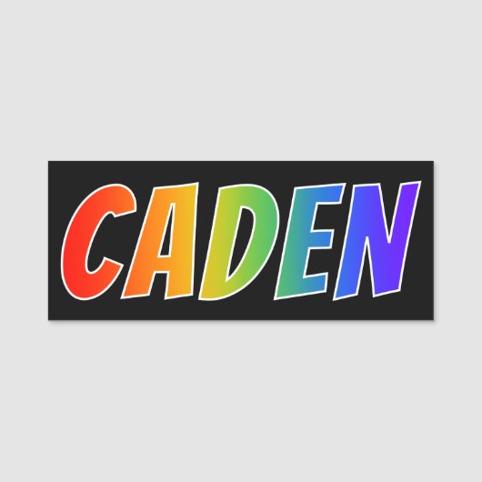 ファーストネーム「CADEN」:おもしろいレインボーカラーリング 名札 (正面)