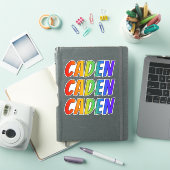 ファーストネーム「CADEN」、おもしろいレインボーカラー付き シール (iPadカバー)