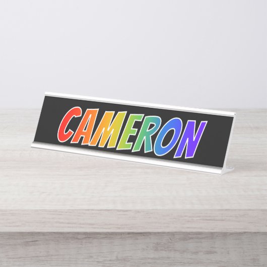 ファーストネーム「CAMERON」:おもしろいレインボーカラーリング デスクネームプレート (正面)