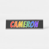 ファーストネーム「CAMERON」:おもしろいレインボーカラーリング デスクネームプレート (正面)