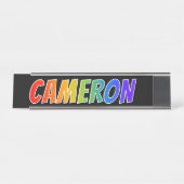 ファーストネーム「CAMERON」:おもしろいレインボーカラーリング デスクネームプレート (正面)