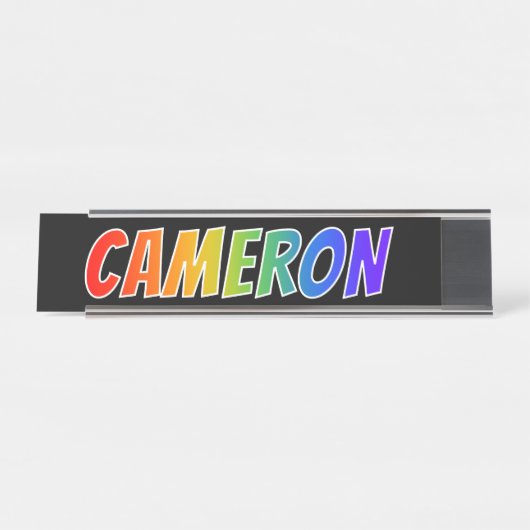 ファーストネーム「CAMERON」:おもしろいレインボーカラーリング デスクネームプレート (正面)