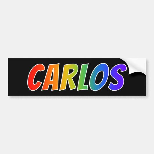 ファーストネーム「CARLOS」:おもしろいレインボーカラーリング バンパーステッカー (正面)