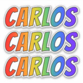 ファーストネーム「CARLOS」(楽しいレインボーカラーリング付) シール (正面)