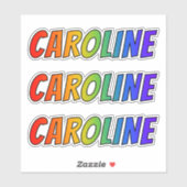 ファーストネーム「CAROLINE」、おもしろいレインボーカラーリング シール (シート)