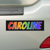 ファーストネーム「CAROLINE」:おもしろいレインボーカラーリング バンパーステッカー (車上)