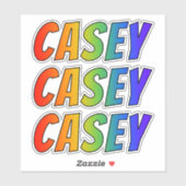 ファーストネーム「CASEY」、おもしろいレインボーカラーリング シール (シート)