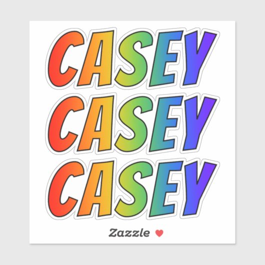 ファーストネーム「CASEY」、おもしろいレインボーカラーリング シール (シート)