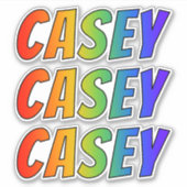ファーストネーム「CASEY」、おもしろいレインボーカラーリング シール (正面)