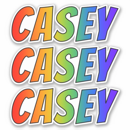 ファーストネーム「CASEY」、おもしろいレインボーカラーリング シール (正面)