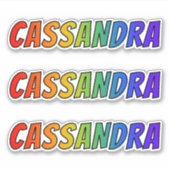 ファーストネーム「CASSANDRA」(おもしろい・レインボー・カラーリング付き) シール (正面)