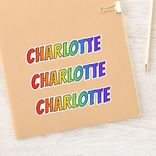 ファーストネーム「CHARLOTTE」、おもしろいレインボーカラー付き シール (ノートブック)