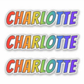 ファーストネーム「CHARLOTTE」、おもしろいレインボーカラー付き シール (正面)