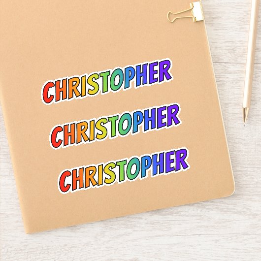 ファーストネーム「CHRISTOPHER」、楽しいレインボーカラーリング シール (ノートブック)
