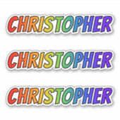 ファーストネーム「CHRISTOPHER」、楽しいレインボーカラーリング シール (正面)