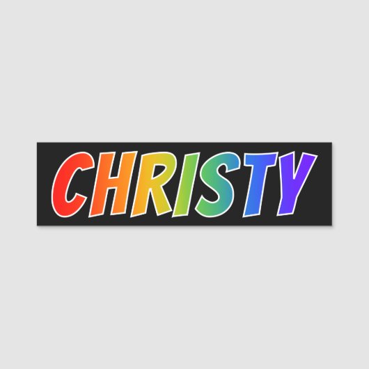 ファーストネーム「CHRISTY」:おもしろいレインボーカラーリング 名札 (正面)
