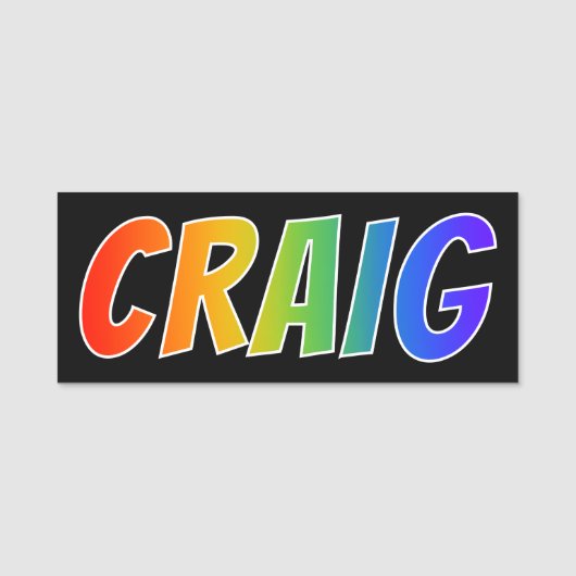 ファーストネーム「CRAIG」:おもしろいレインボーカラー 名札 (正面)