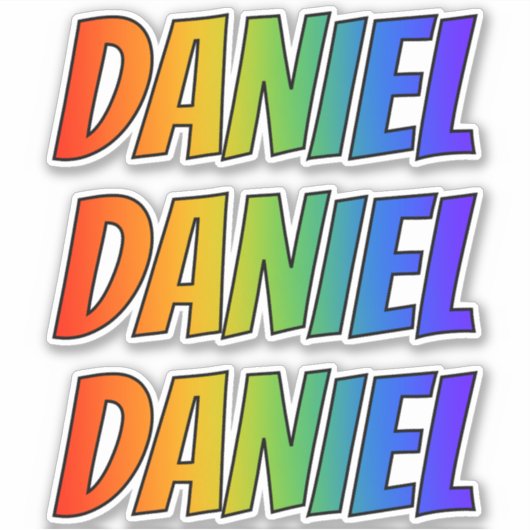 ファーストネーム「DANIEL」、おもしろいレインボーカラー付き シール (正面)