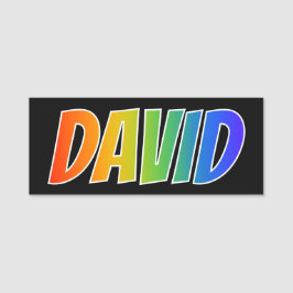 ファーストネーム「DAVID」:おもしろいレインボーカラーリング 名札
