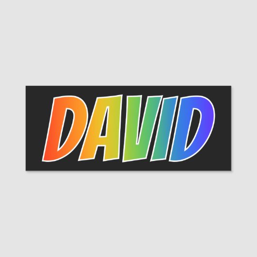 ファーストネーム「DAVID」:おもしろいレインボーカラーリング 名札 (正面)