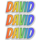 ファーストネーム「DAVID」とおもしろい・レインボー・カラーリング シール (正面)